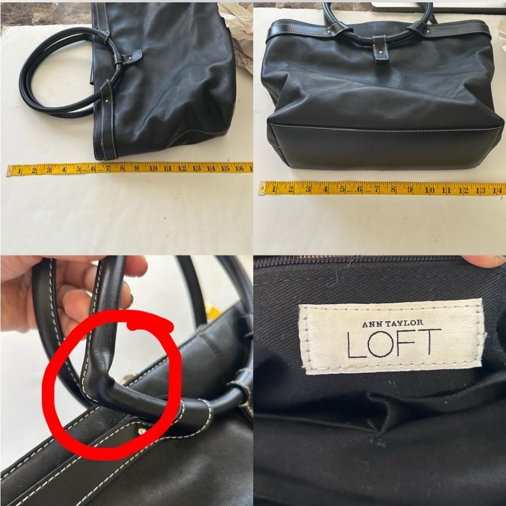 Vintage LOFT black leather tote bag. - Picture 6 of 8